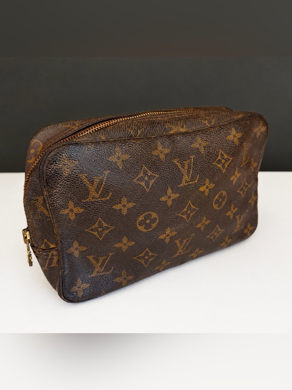 Louis Vuitton Trousse Toilette Pouch 23 Brown Monogram Toiletry Authentic Makeup